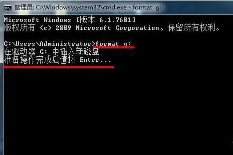 使用格式化命令format